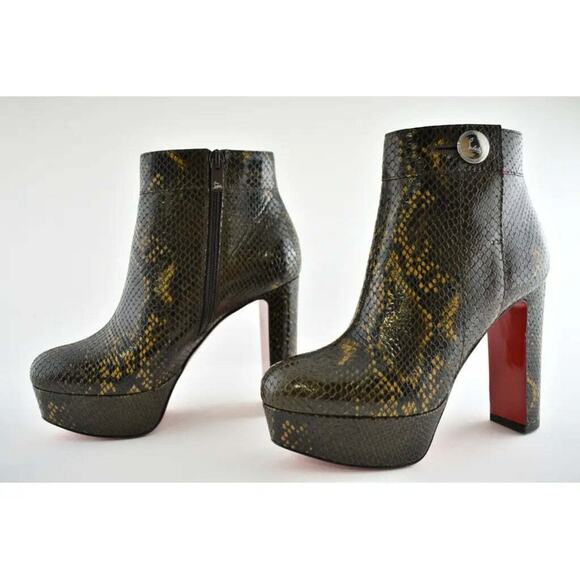 Christian Louboutin Janis Boot Alta 120 Dark Brown Platform Ankle Heel Boot 37 - Picture 9 of 12